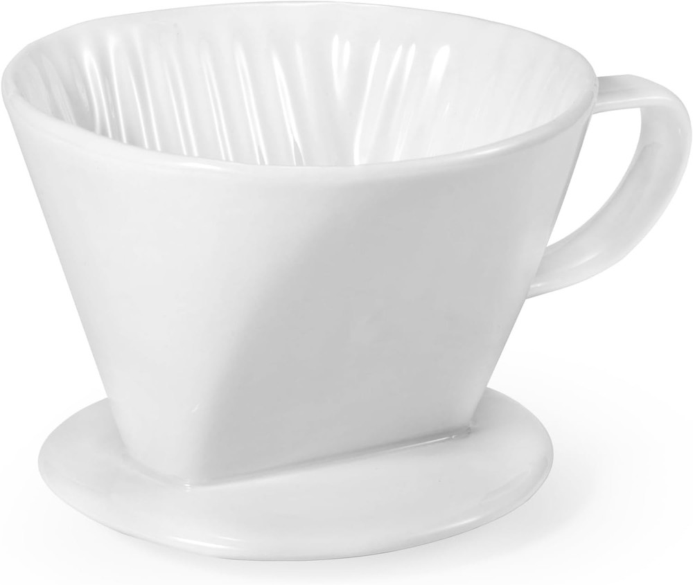 Pour Over Coffee Dripper, Ceramic Maker with 3 Holes White