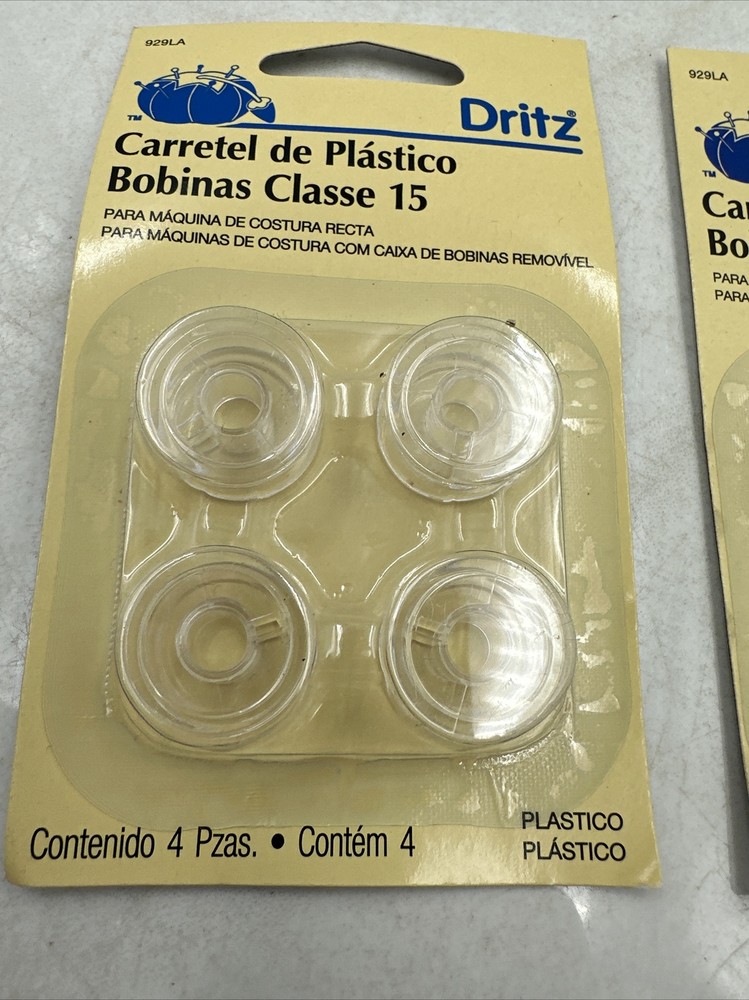 Dritz Sewing Bobbins 929 Plastic Class 15 Bobbins-4/Pkg x2
