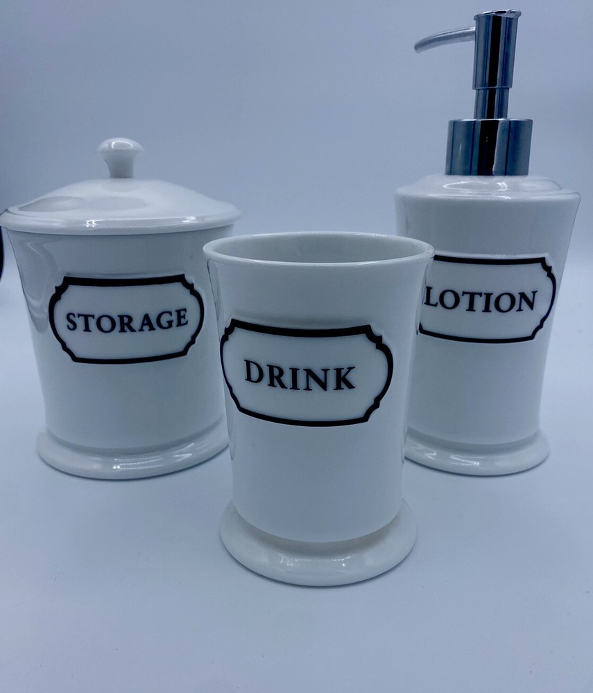 Martha Stewart Farmhouse Style Ceramic Bath Accessory Set