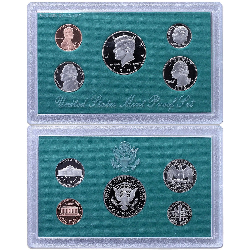 1996 S Proof Set Original Box & COA 5 Coins CN-Clad