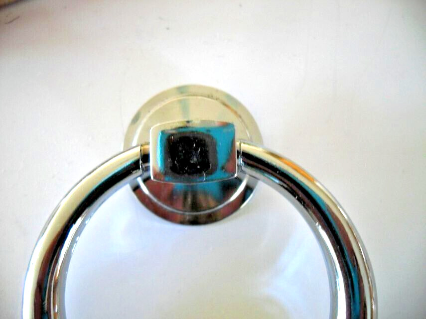 Vintage Nos 2-7/16" Chrome Drawer Drop Ring Pull Cabinet Handle National Lock