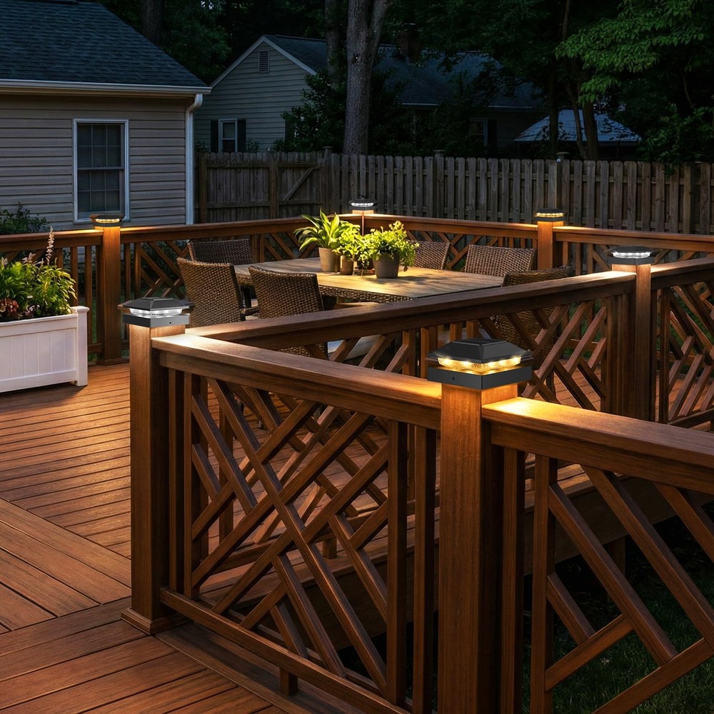 4x4 Solar Post Cap Light 10 Pack, 2 Modes 16 LED Fence Deck Post Lights Water...