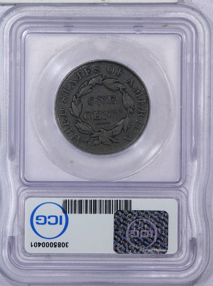 1827 Coronet Head Large Cent 1c ICG F12