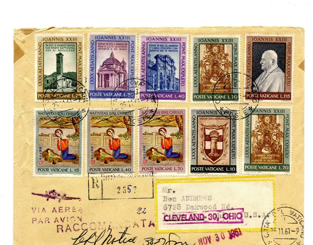 Vatican registered cover sc#317-321