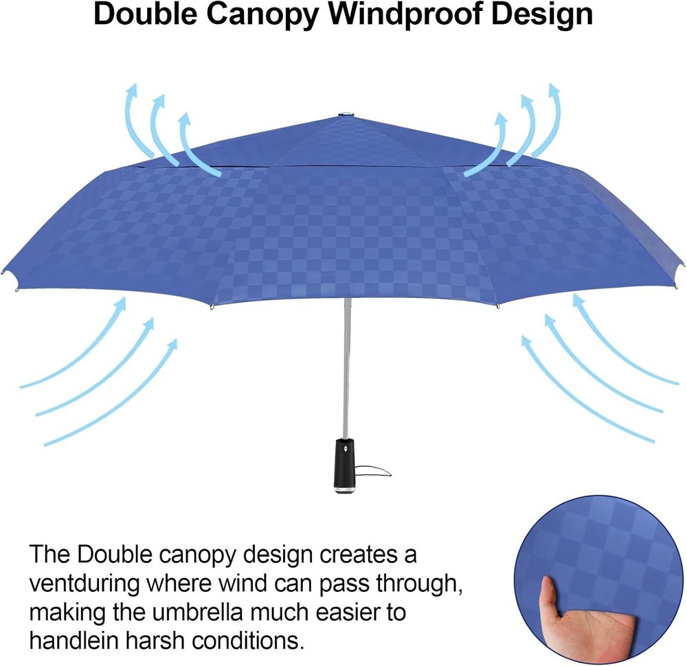 Compact Double Canopy Golf Umbrella - Easy Open/Close, Lightweight Design