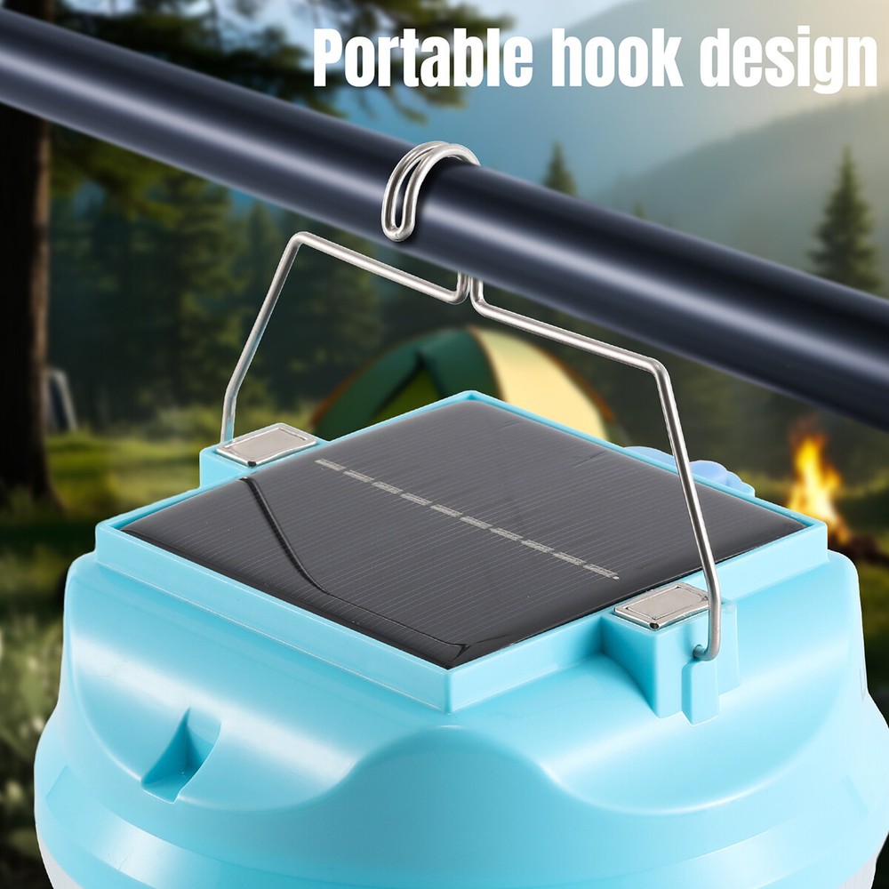 Solar Portable Rechargeable LED Camping Lantern Flashlight Torch Lamp Waterproof