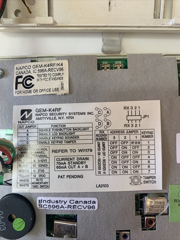 NAPCO GEMINI Security Keypad GEM-K4RF