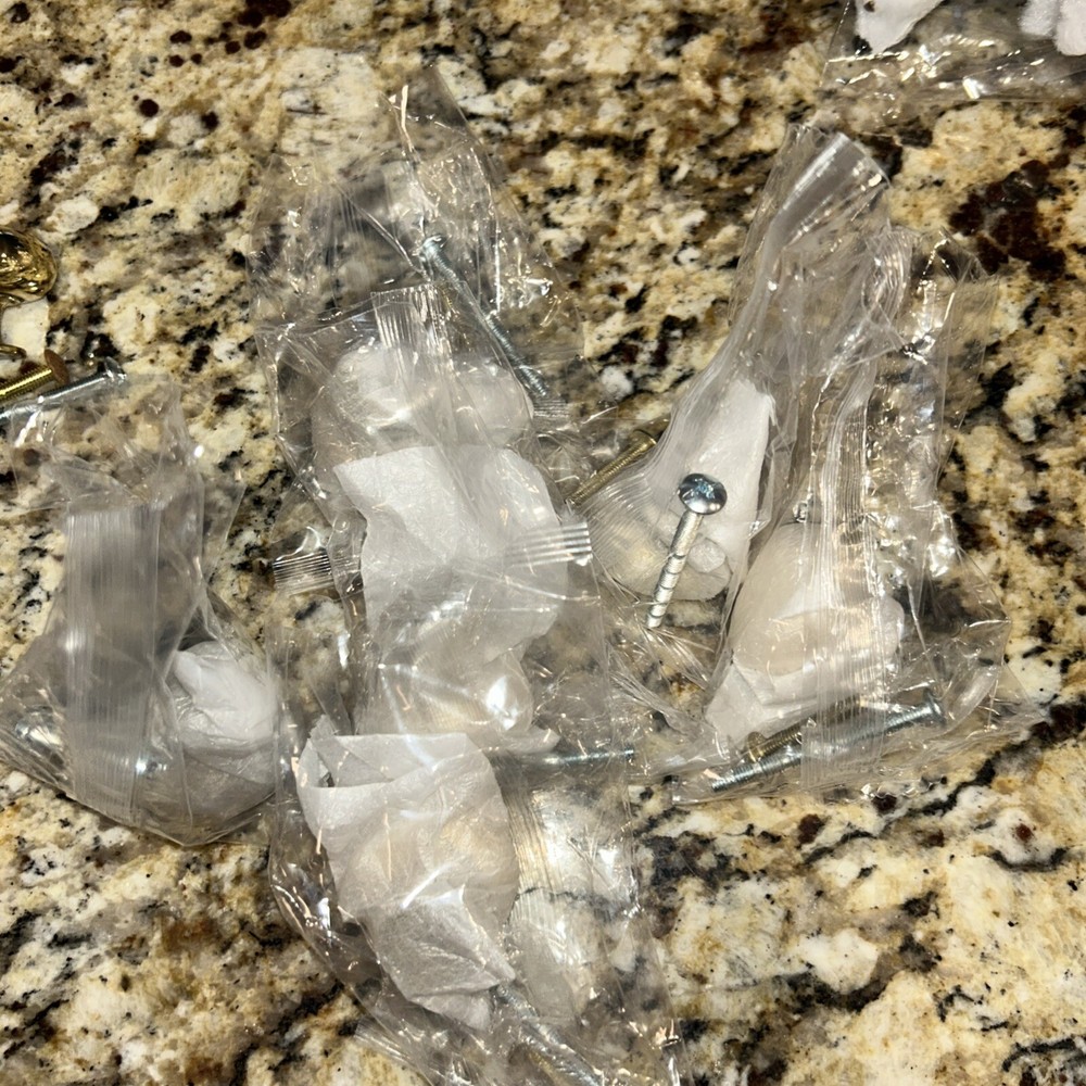 Lot of 6 - Round Drawer Pulls Knobs Solid Brass Handle Heavy duty Pull 1 1/4"