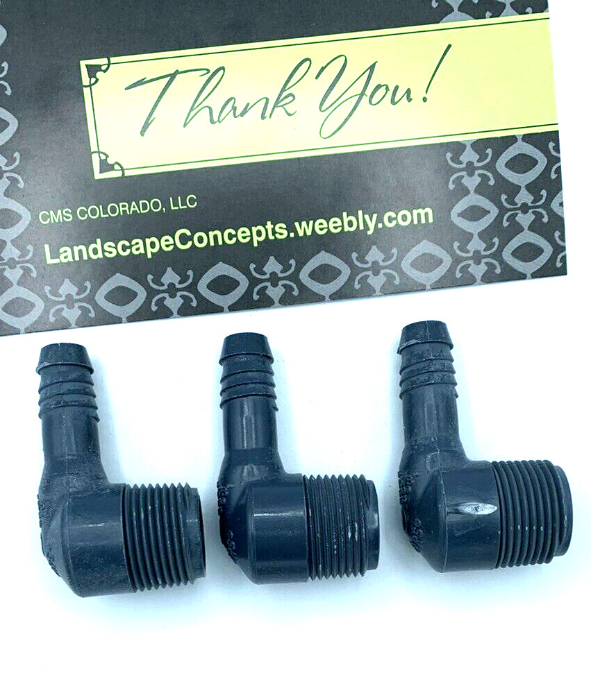 3/4  x 3/8  Polypropylene Spiral Barb 90° Elbow  (3 PACK) - Swing Pipe Fitting