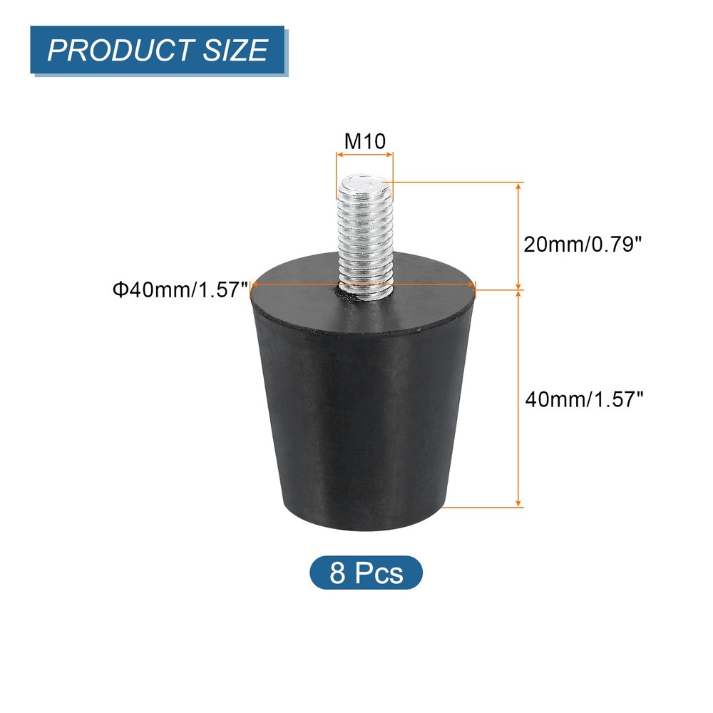 8Pcs Rubber Shock Absorber Mounts, Vibration Isolators with M10 x 20mm Studs