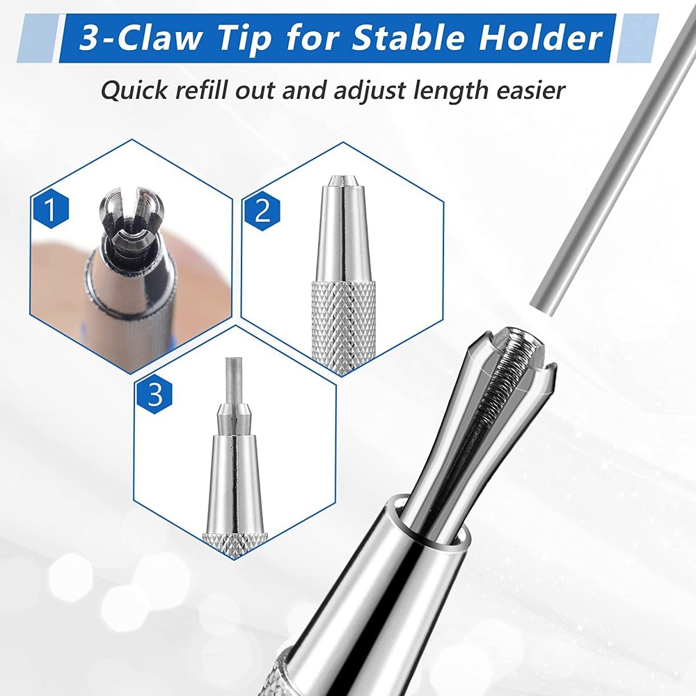 Hiboom 2 Pcs Welders Pencil with 24 Silver Round Refills,