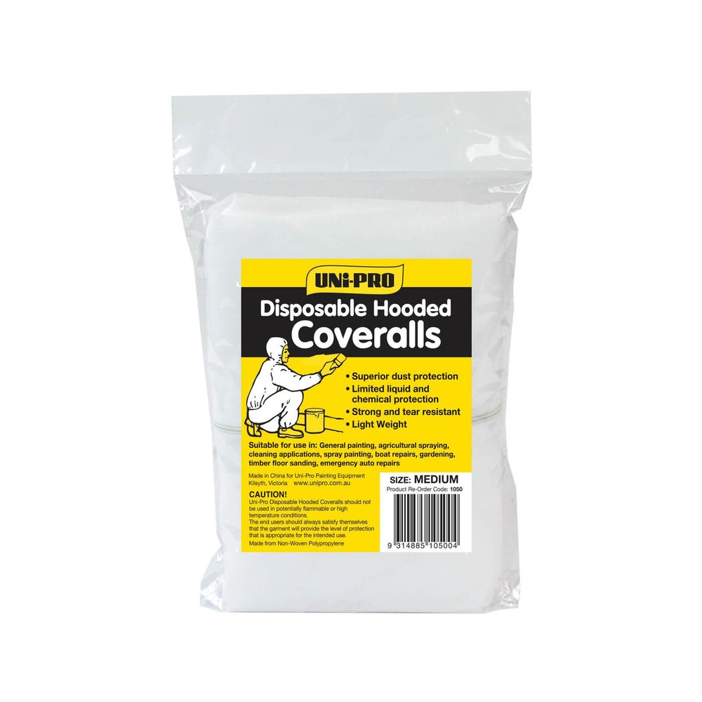 UNi-PRO Medium Disposable Hooded Coveralls - Medium