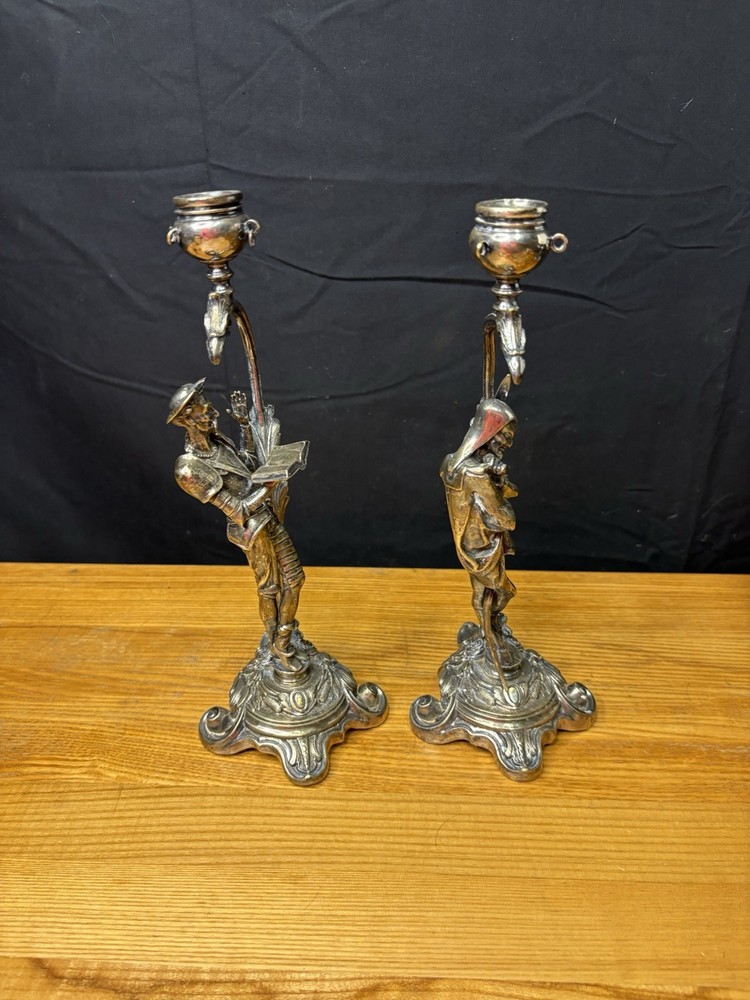 Antique Fraget Silver Plated Candlesticks