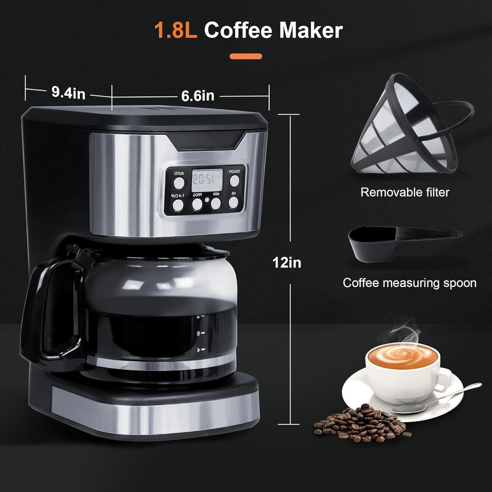 Programmable Coffee Maker 12 Cup Brew & Drip coffee machine, Fully Automatic,...