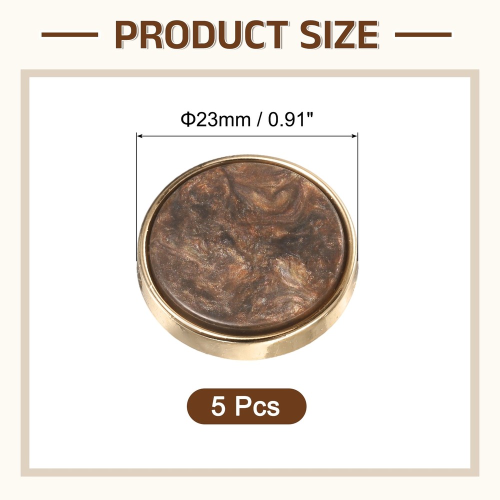 5Pcs Round Button, 23mm/0.9" Resin Decorative Pattern Button, Dark Coffee