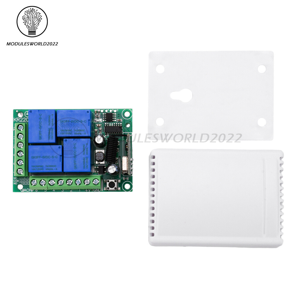 433Mhz Remote Control Receiver RF Wireless Switch 4CH Relay Module Transmitter