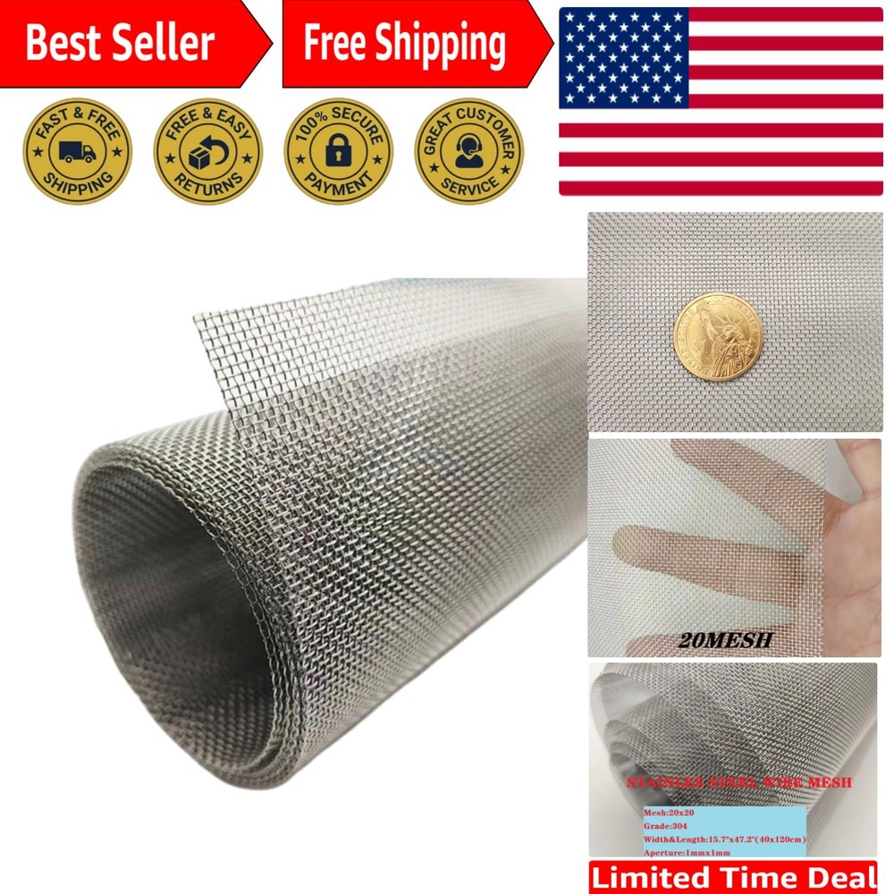 Versatile 304 SS Mesh Screen 15.7"x47.2" - Ideal for Filter & Construction Needs