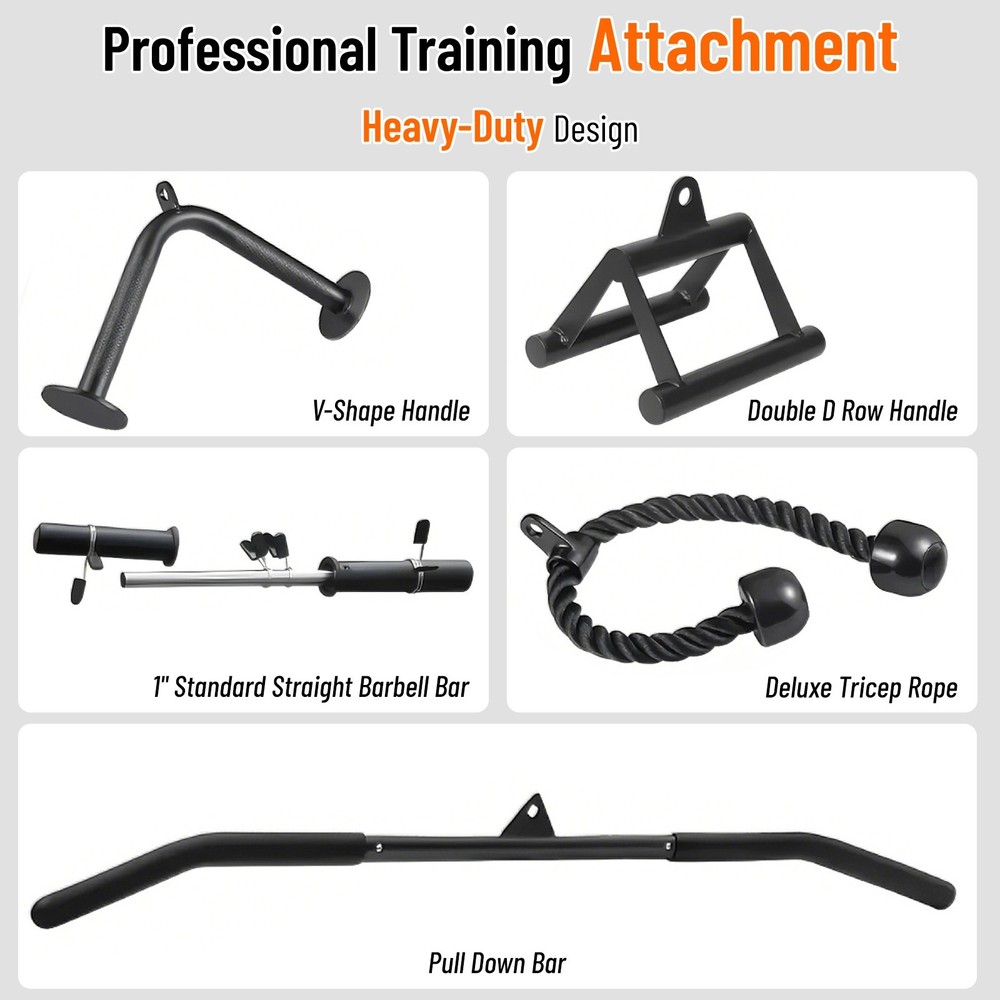 Lat Pulldown Machine Foldable with Seated Row 2 in 1 Cable Crossover Home Gym Eq