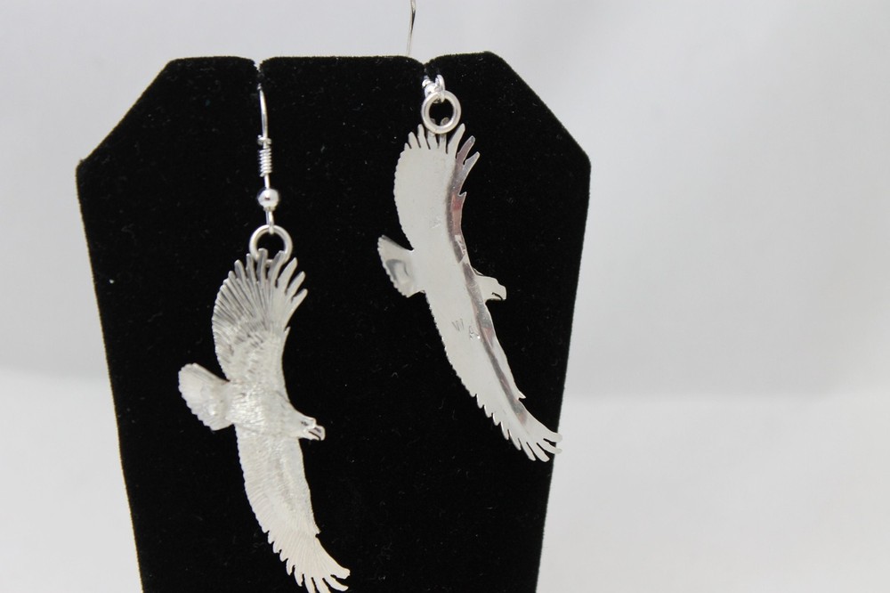 Sterling Silver Flying Eagle Earrings