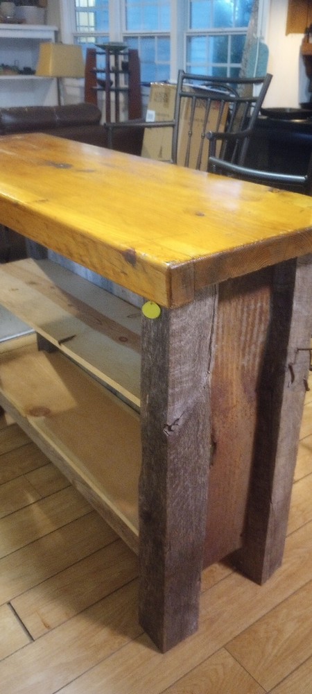 Rustic Oak Bar with 2 swiveling stools