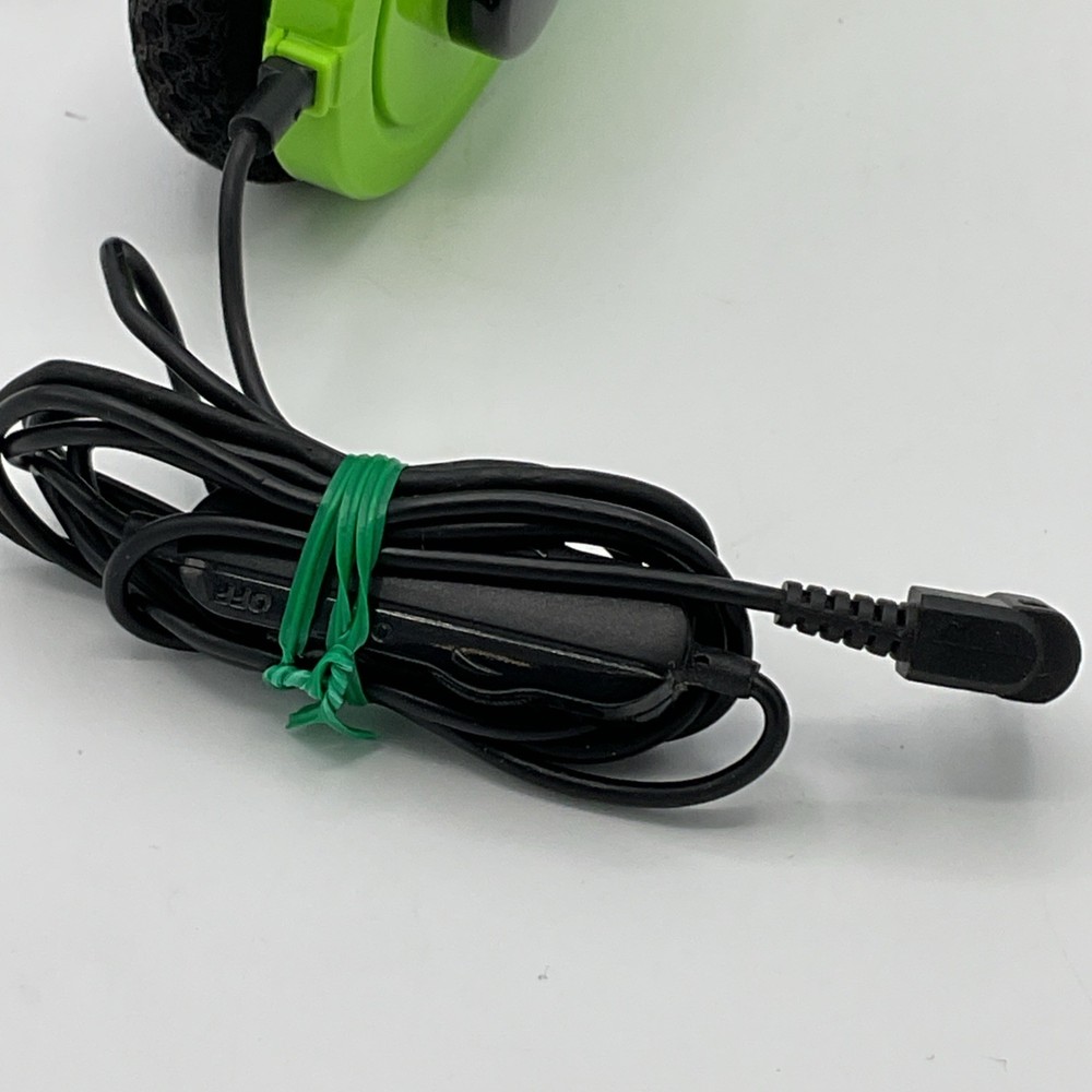 Xbox 360 Adjustable Green Gaming Headset With Microphone Inline Cont. Not Tested