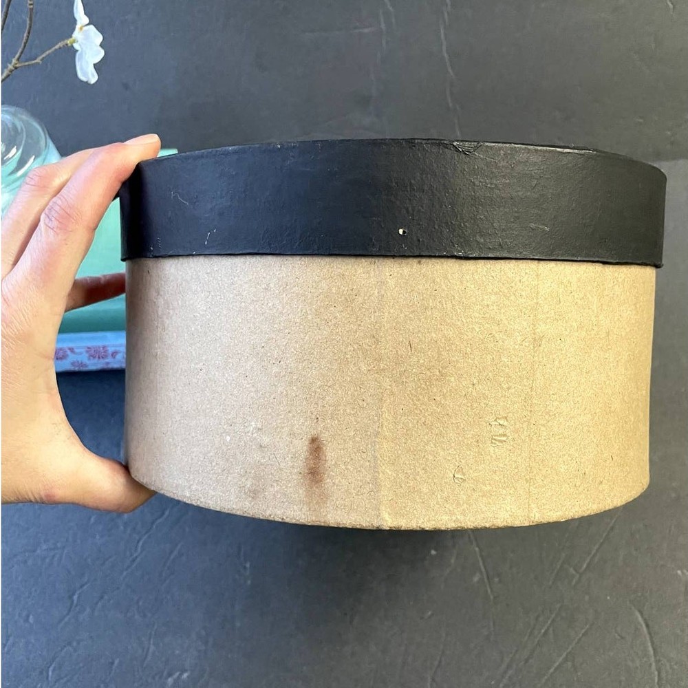 Vintage Hand Painted Cylinder Box Cardboard