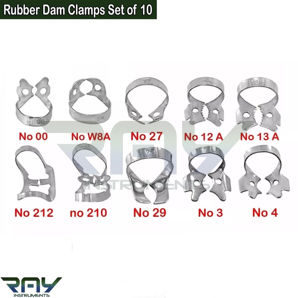 Dental Rubber Dam Kit Brinker Tissue Clamps Stoke Forceps Endodontic Instruments