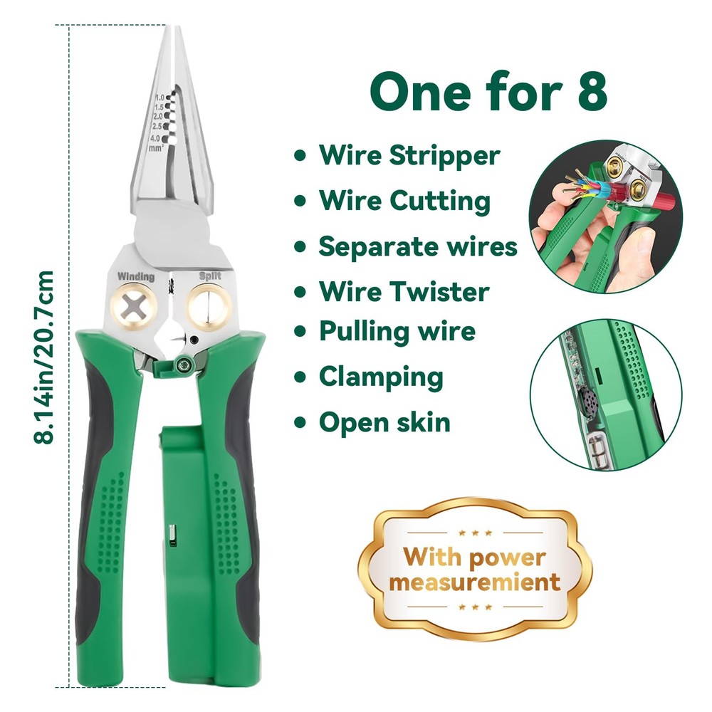 8 In 1 Wire Stripper With Voltage Tester, Multi-Function Electric Wire Stripp...