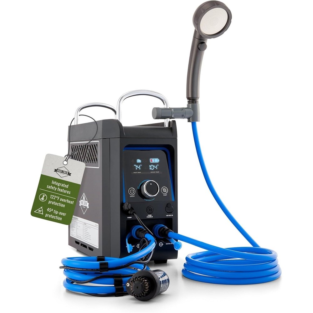 Hike Crew Propane Water Heater & Shower Pump, Rechargeable Camping Heater.