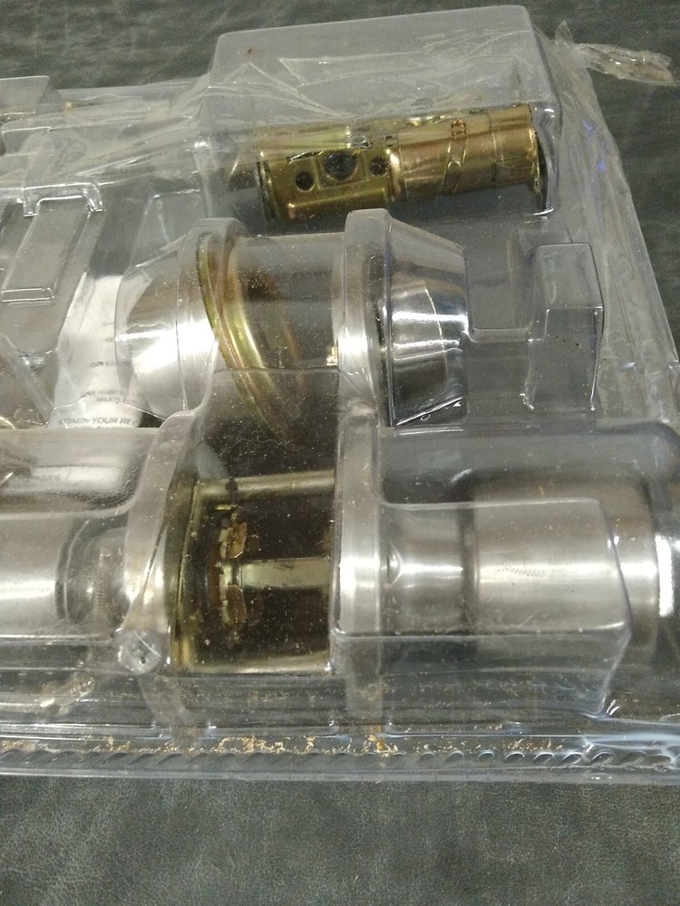 Gate House Handle Deadbolt Set 2 Pair Nickel Keyed