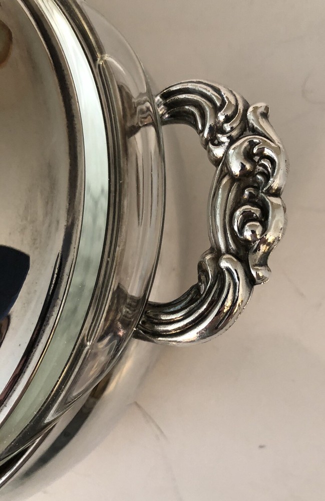 MCM RAIMOND Silverplate Serving Dish 1.5 Quart Pyrex Glass Insert Holiday EUC