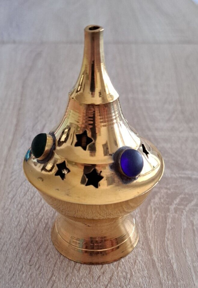 Brass Cone Burner with Beads - 4" Height.