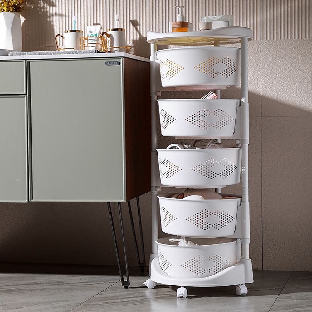 5 Tier Round Rotating Kitchen Storage Shelf Fruit Vegetable Storage Basket