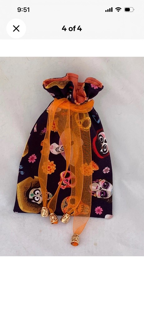 Handmade Coco Inspired Drawstring Bag Lined Ditty Pouch 8.5 x 5.5