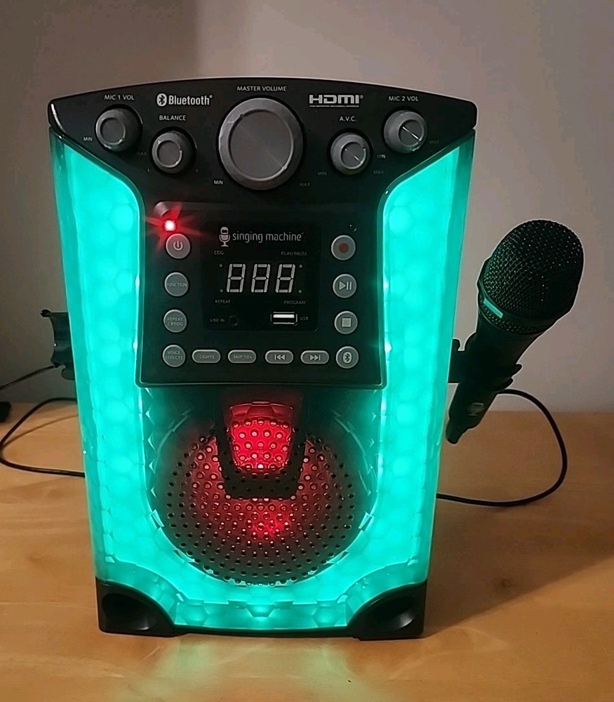 The Singing Machine Karaoke Bluetooth CD&G # SML633BK LED Lights 1 Microphone