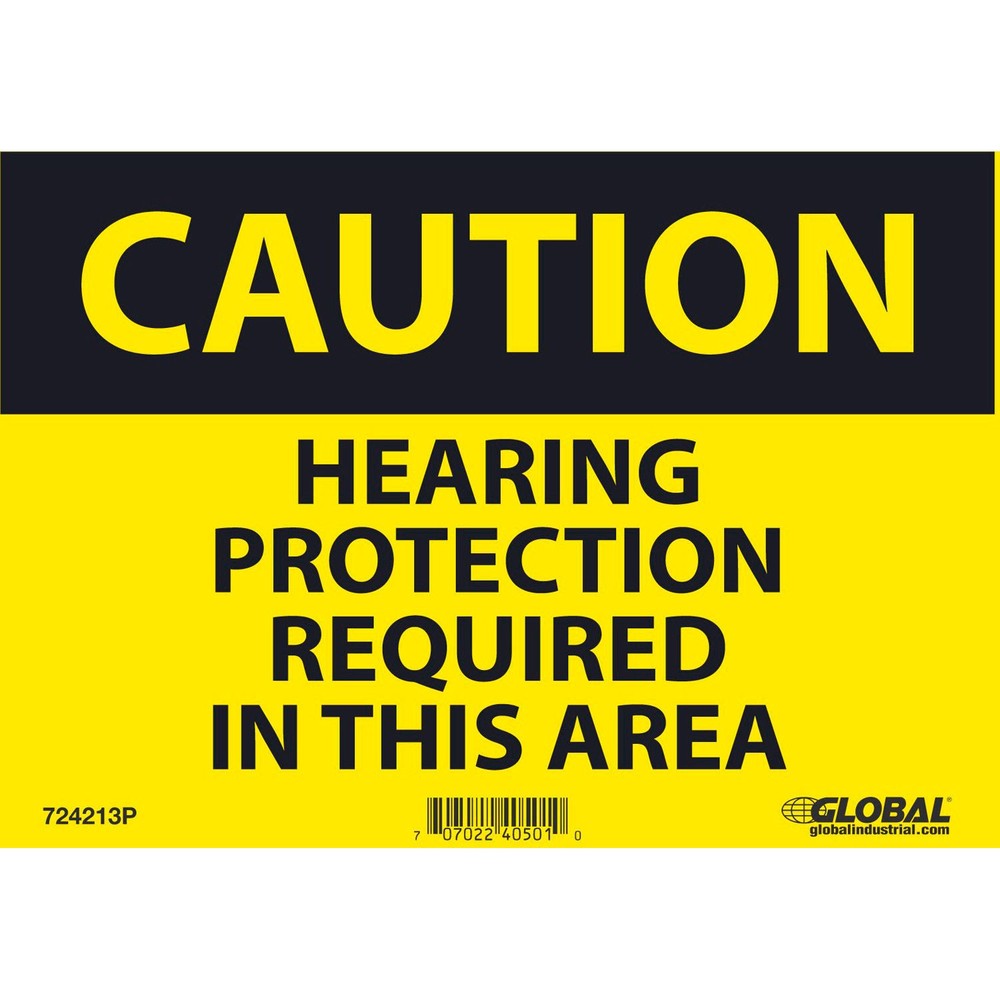 Caution Hearing Protection Required 7x10 Pressure Sensitive Vinyl