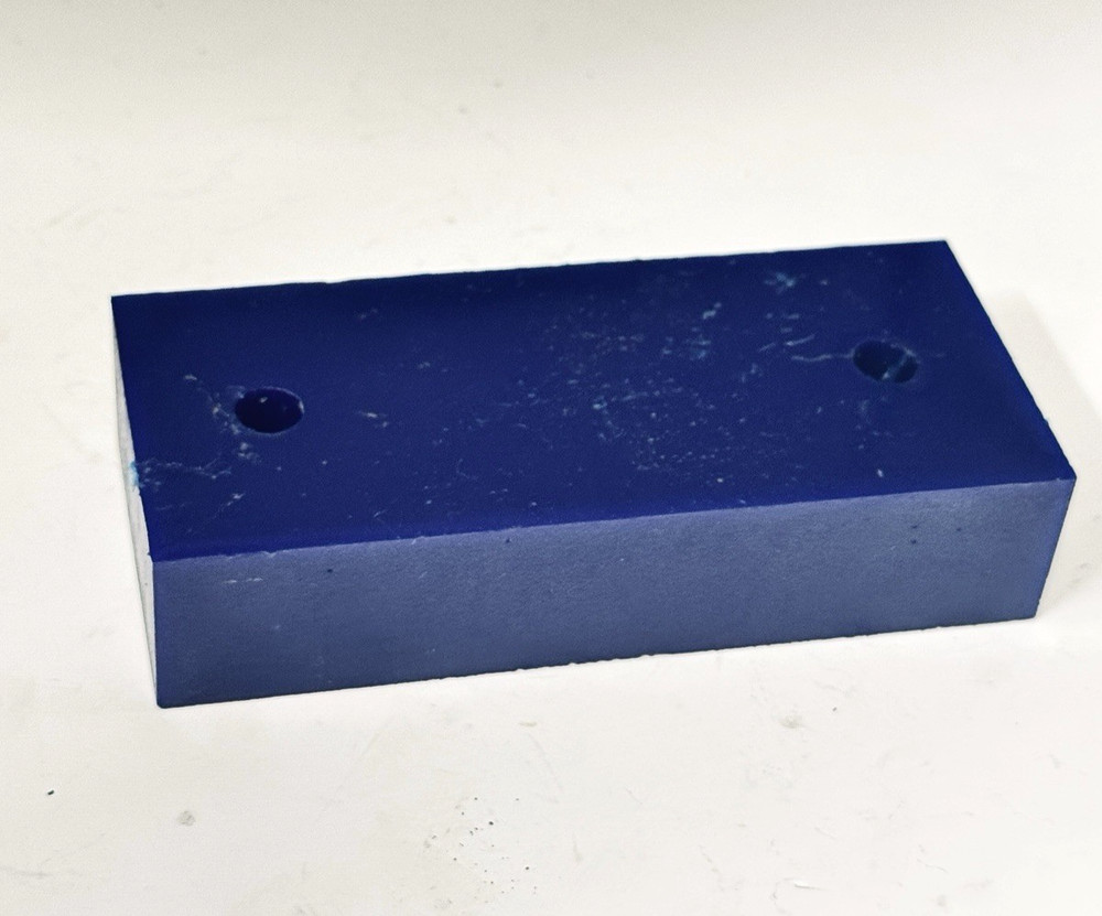 Solid Silicone Blue Rubber Block Shock Absorb Pad Drilled Countersunk