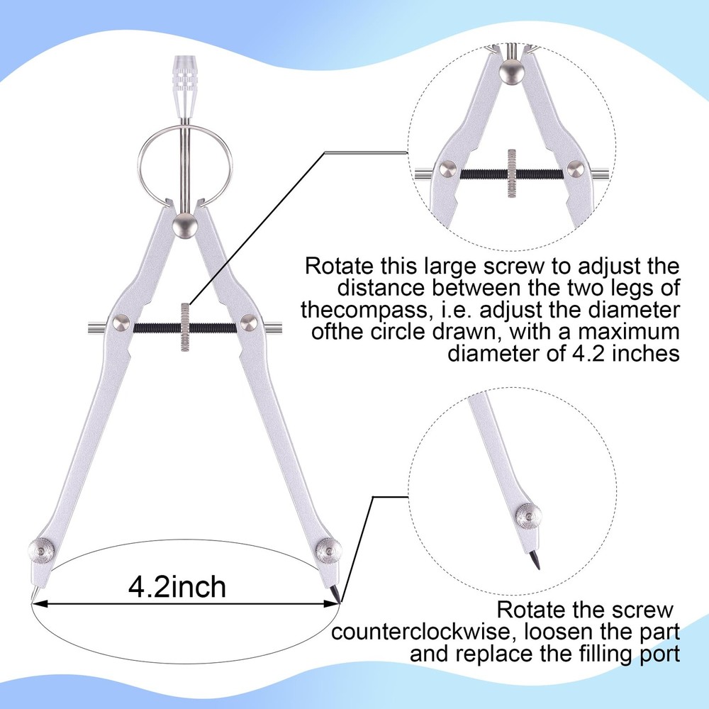 Compass and Protractor Set, Professional Drawing Compass Tool, Metal Compass ...