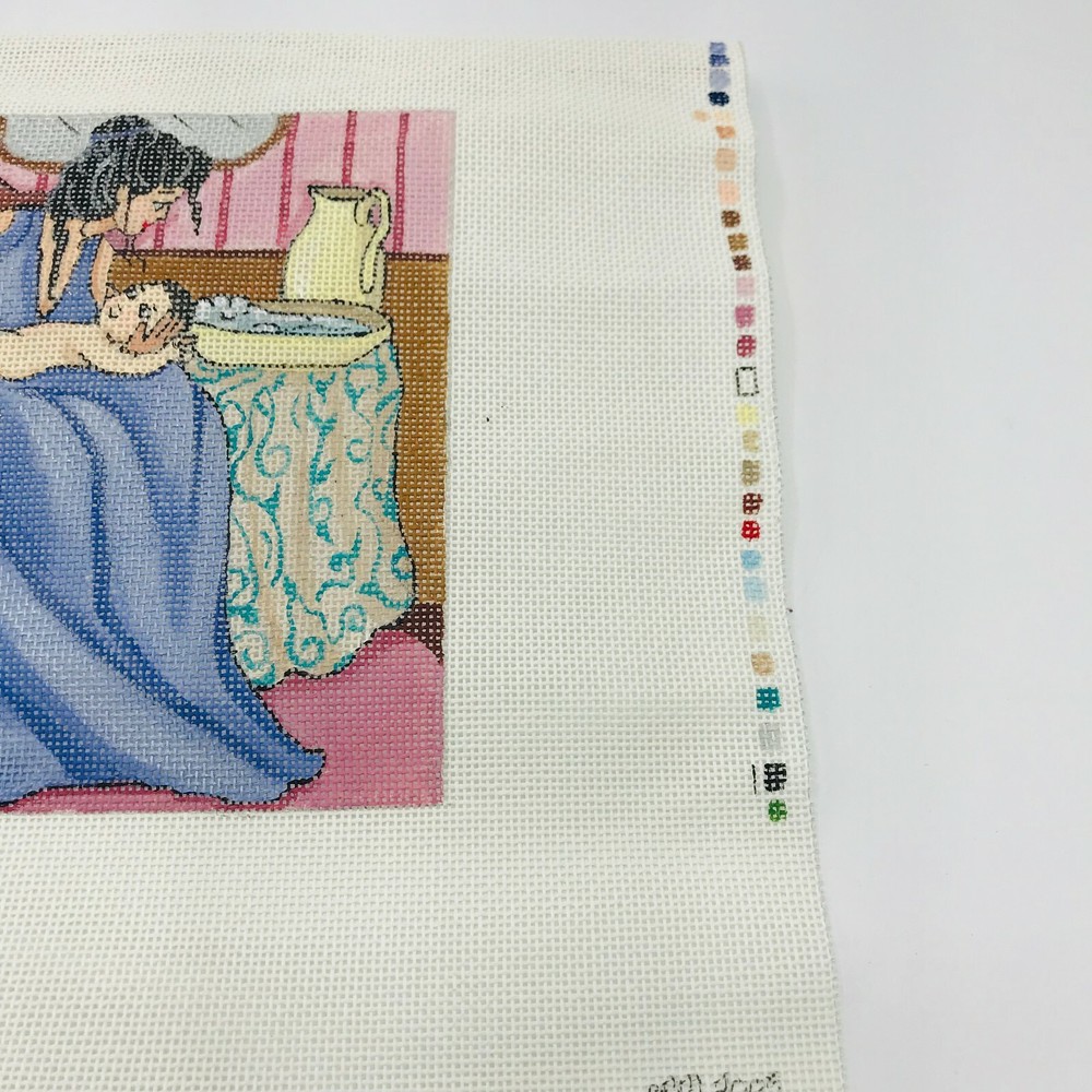 Hand Painted Needlepoint Pattern Canvas Victorian Bath Time Jacqueline Mellen