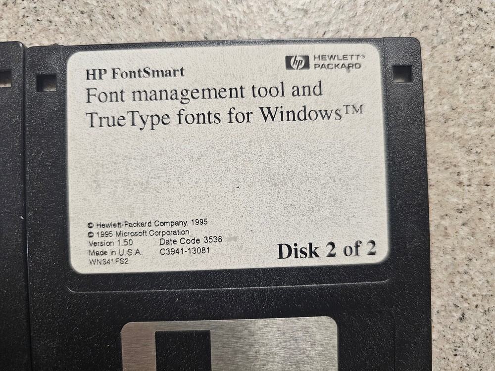 HP FONTSMART FOR WINDOWS 3.1 DISKETTE VERSION.
