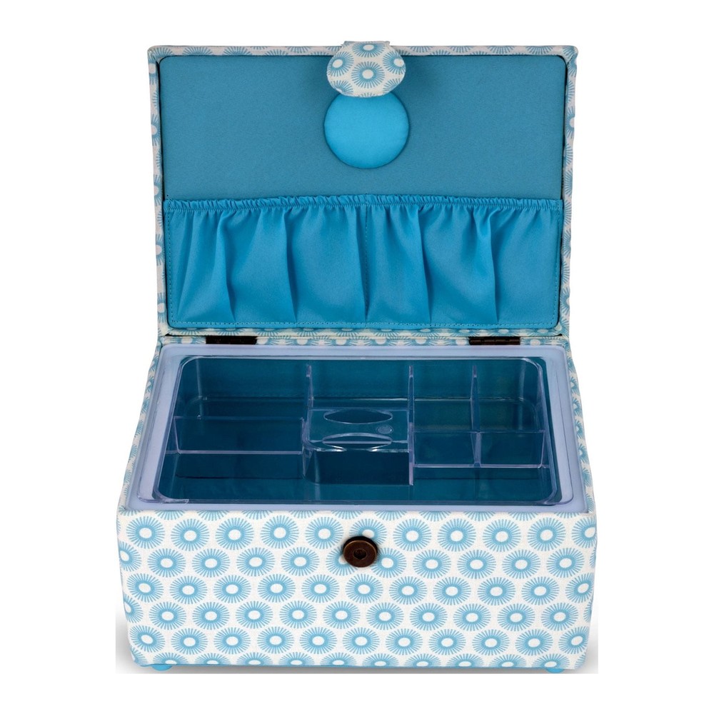 Rectangular Sewing Basket, Small, Blue Retro,NEW！