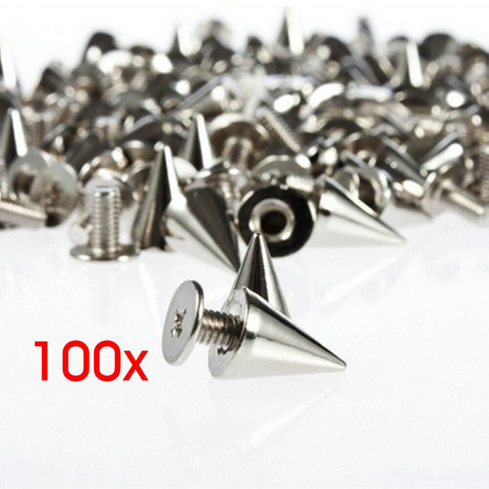 100pcs 7*9mm Metal Cone Spikes Screwback Studs DIY