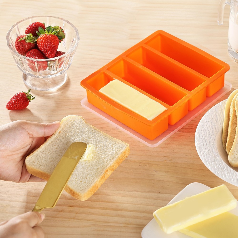 Silicone Butter Mold Tray with Lid, Rectangle Mold Tray for Butter, Pudding, Soa
