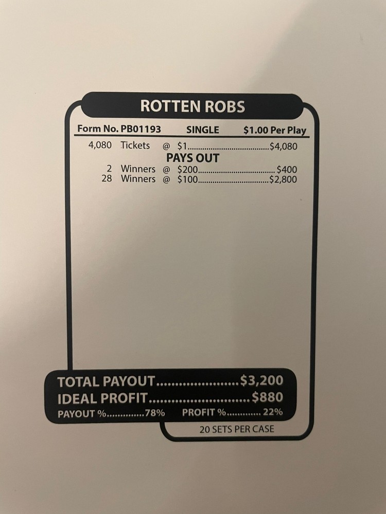 Pull Tab Tickets - Jar - Game - Rotten Robs - 4,080 ct