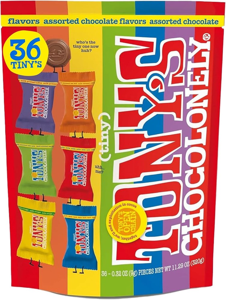 Tony’s Chocolonely Assorted Chocolate Candy Pieces, Beian Milk & Dark