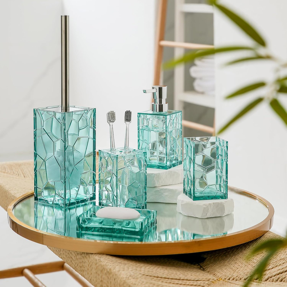 Clear Acrylic Bathroom Accessories Set - Rust-Free, Transparent Design - Include
