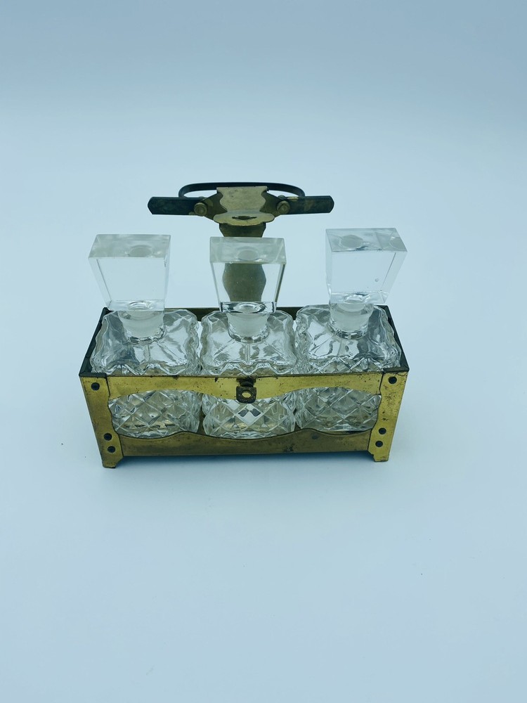 Crystal & Brass Vanity Perfume Caddy Set - 7pc