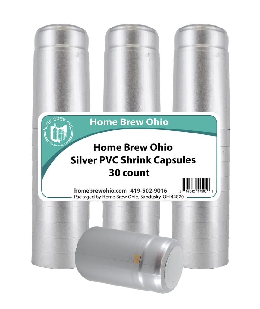 Silver PVC Shrink Capsules - 30 Per Bag