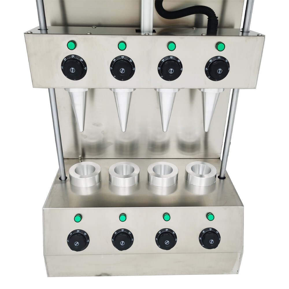 4Head Pizza Cone Forming Machine with Automatic Rotational Pizza Oven Dough Bake