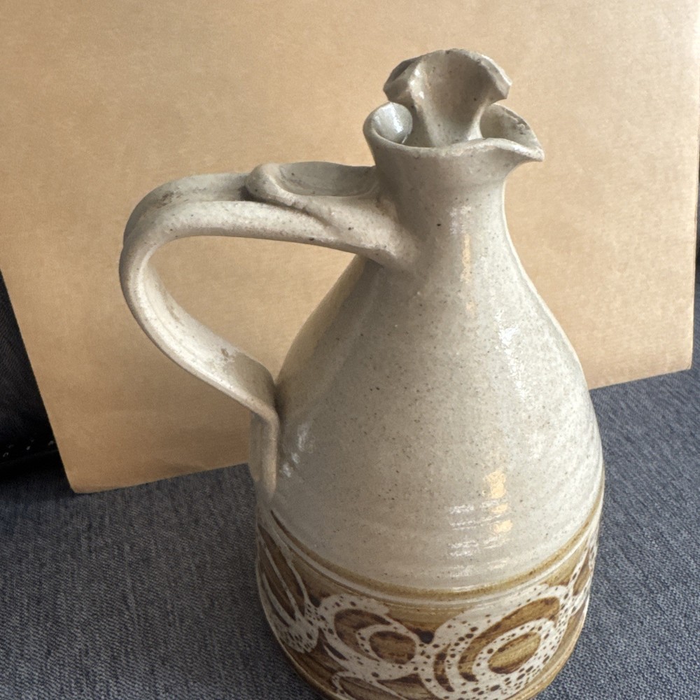 Vintage stoneware jug glazed studio pottery ￼